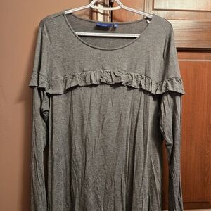 Apt. 9 Charcoal Long Sleeve Ruffle Top